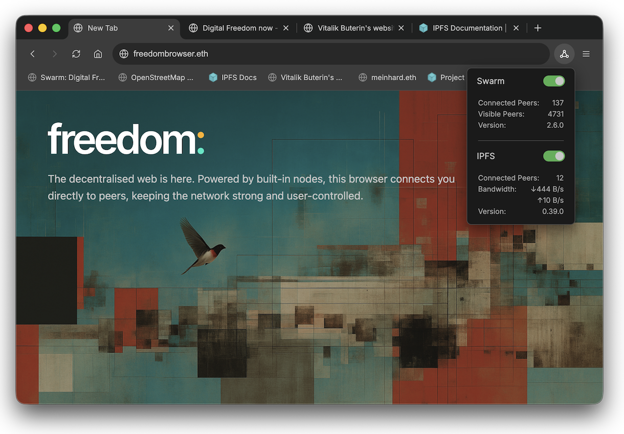 Freedom browser screenshot